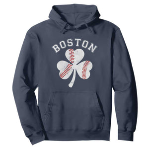 Funny Boston St Patricks Day Baseball Shamrock Hoodie TS11 Navy Print Your Wear
