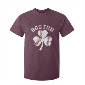 Funny Boston St Patricks Day Baseball Shamrock T Shirt For Kid TS11 Maroon Print Your Wear