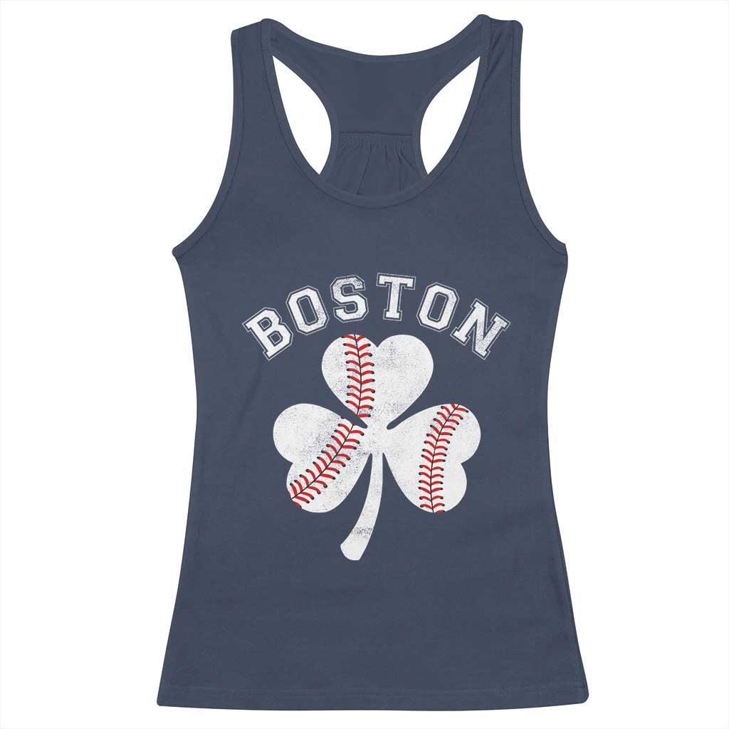 Funny Boston St Patricks Day Baseball Shamrock Racerback Tank Top TS11 Navy Print Your Wear