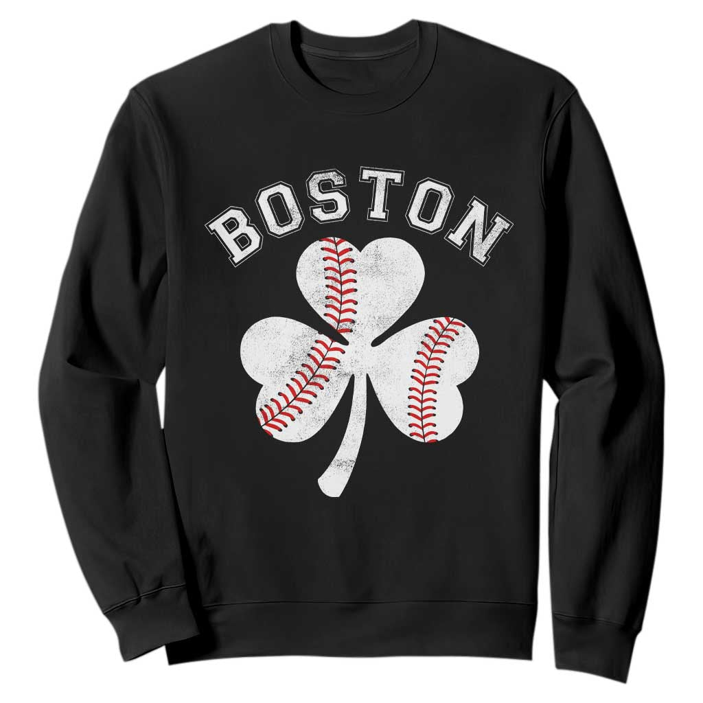 Funny Boston St Patricks Day Baseball Shamrock Sweatshirt TS11 Black Print Your Wear