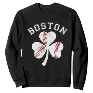 Funny Boston St Patricks Day Baseball Shamrock Sweatshirt TS11 Black Print Your Wear