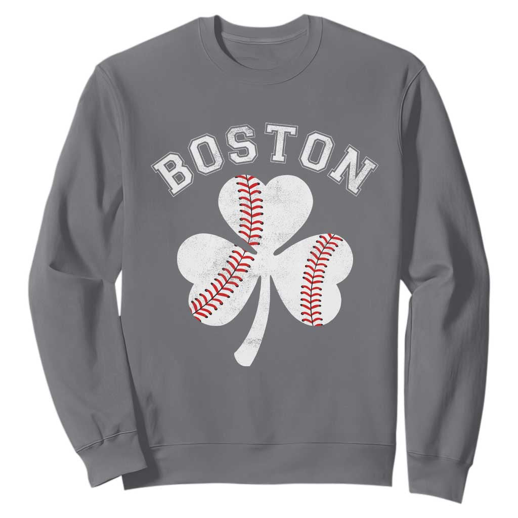 Funny Boston St Patricks Day Baseball Shamrock Sweatshirt TS11 Charcoal Print Your Wear