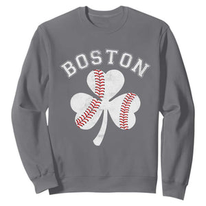 Funny Boston St Patricks Day Baseball Shamrock Sweatshirt TS11 Charcoal Print Your Wear