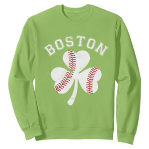 Funny Boston St Patricks Day Baseball Shamrock Sweatshirt TS11 Lime Print Your Wear