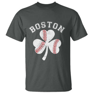 Funny Boston St Patricks Day Baseball Shamrock T Shirt TS11 Dark Heather Print Your Wear