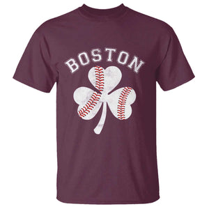 Funny Boston St Patricks Day Baseball Shamrock T Shirt TS11 Maroon Print Your Wear