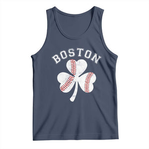 Funny Boston St Patricks Day Baseball Shamrock Tank Top TS11 Navy Print Your Wear