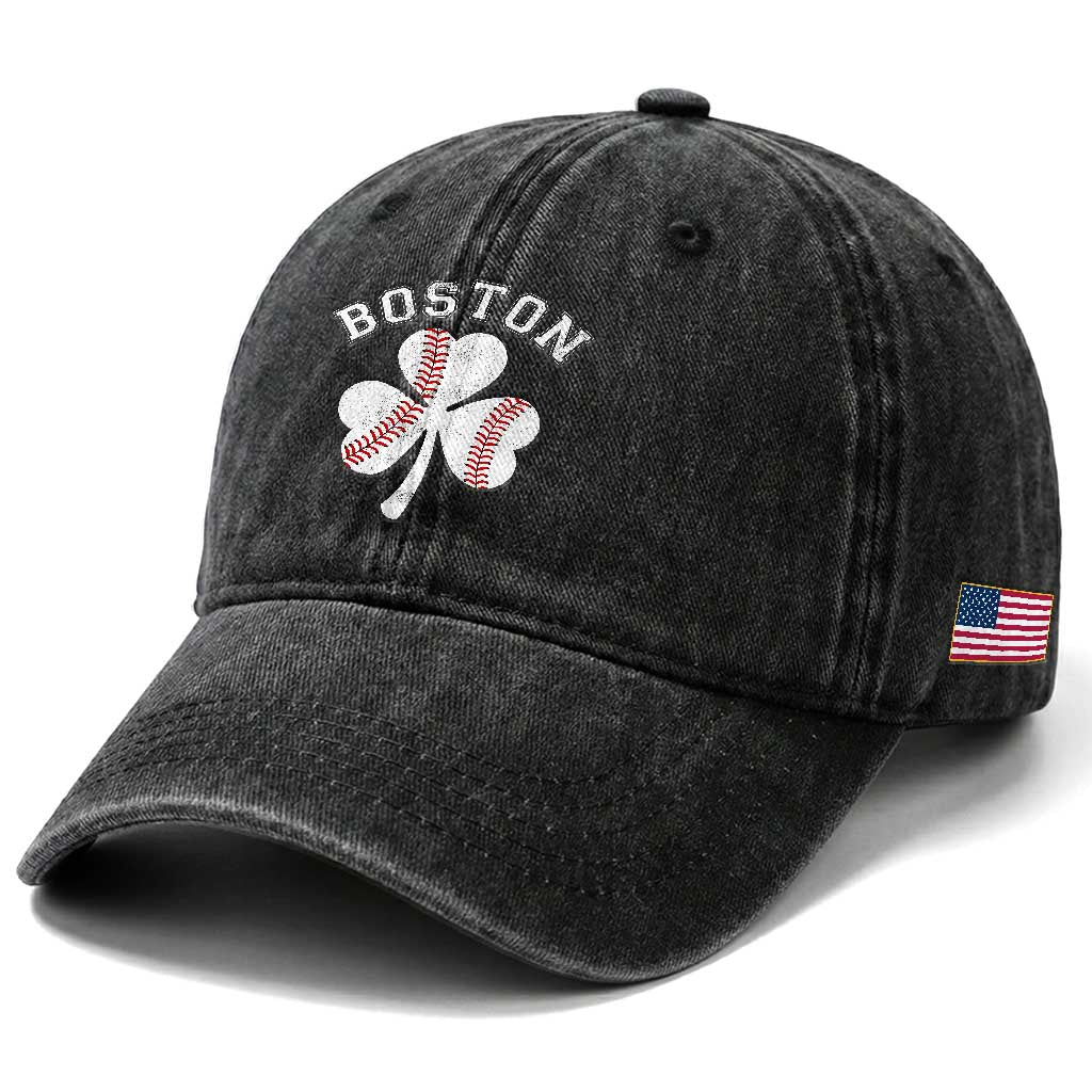Funny Boston St Patricks Day Baseball Shamrock Washed Cotton Baseball Cap TS11 Print Your Wear