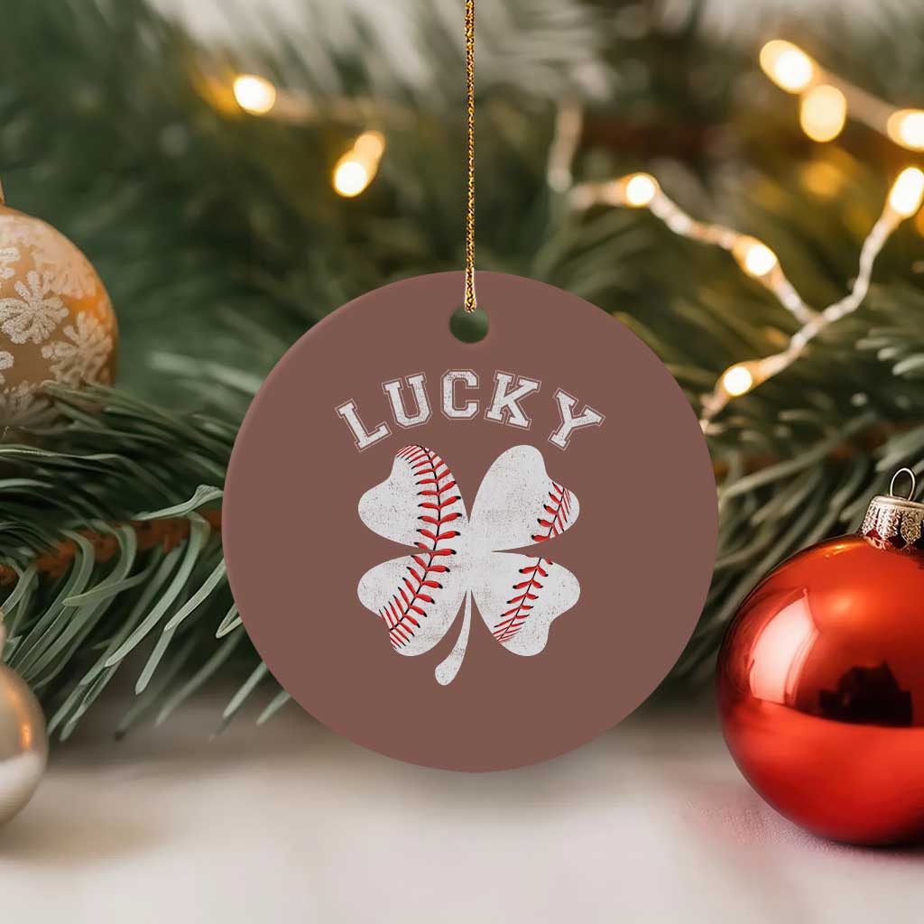 Funny Baseball Lucky Clover St Patricks Day Ceramic Ornament TS11 1pc Mocha Print Your Wear