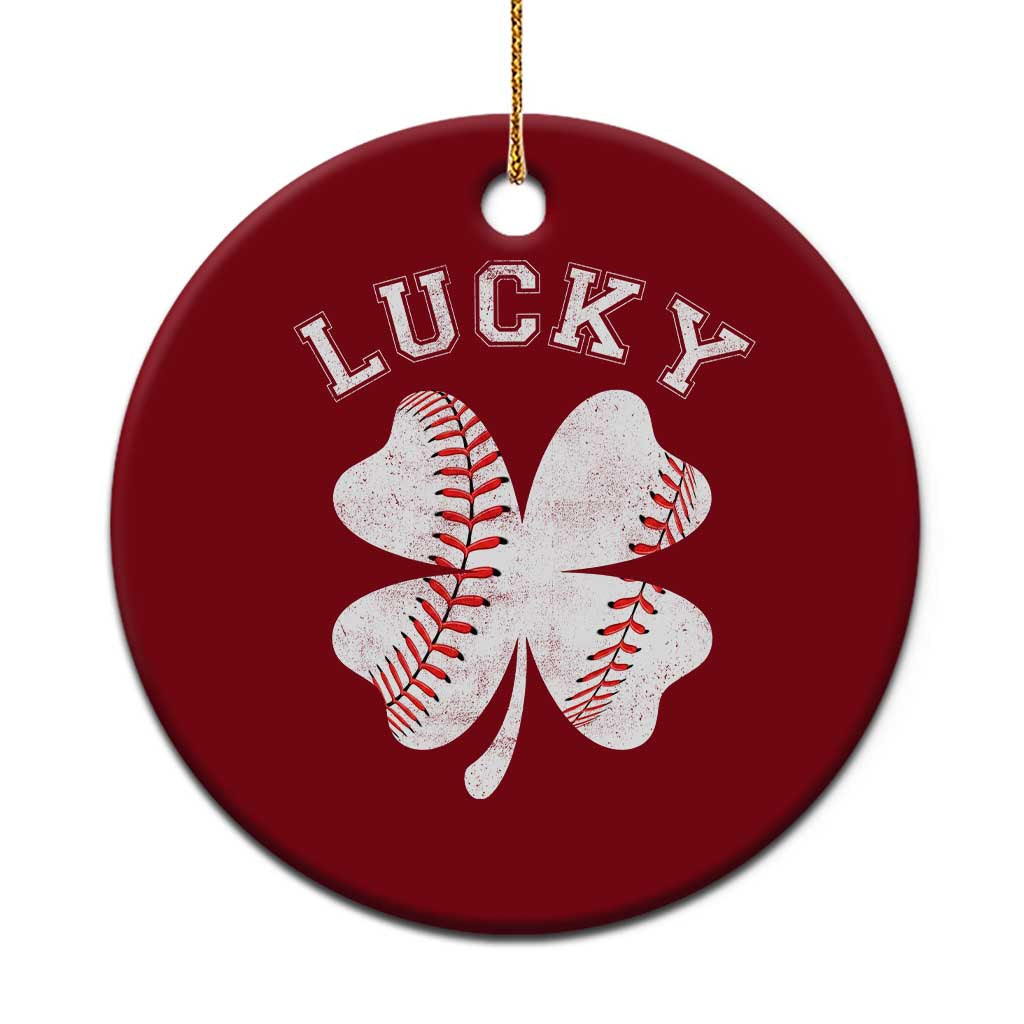 Funny Baseball Lucky Clover St Patricks Day Ceramic Ornament TS11 1pc Red Print Your Wear