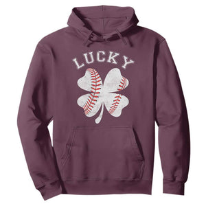 Funny Baseball Lucky Clover St Patricks Day Hoodie TS11 Maroon Print Your Wear