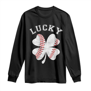Funny Baseball Lucky Clover St Patricks Day Long Sleeve Shirt TS11 Black Print Your Wear
