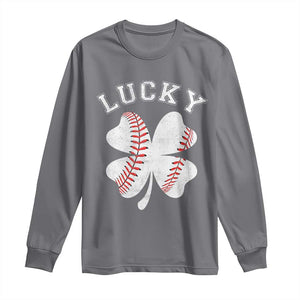 Funny Baseball Lucky Clover St Patricks Day Long Sleeve Shirt TS11 Charcoal Print Your Wear