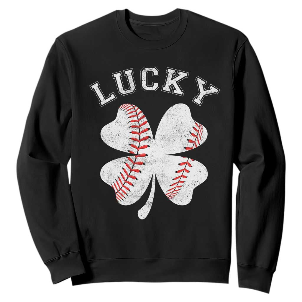 Funny Baseball Lucky Clover St Patricks Day Sweatshirt TS11 Black Print Your Wear