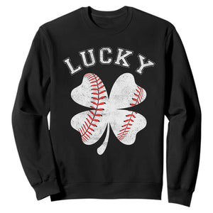 Funny Baseball Lucky Clover St Patricks Day Sweatshirt TS11 Black Print Your Wear