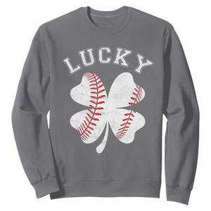 Funny Baseball Lucky Clover St Patricks Day Sweatshirt TS11 Charcoal Print Your Wear