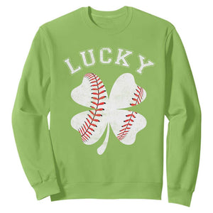 Funny Baseball Lucky Clover St Patricks Day Sweatshirt TS11 Lime Print Your Wear