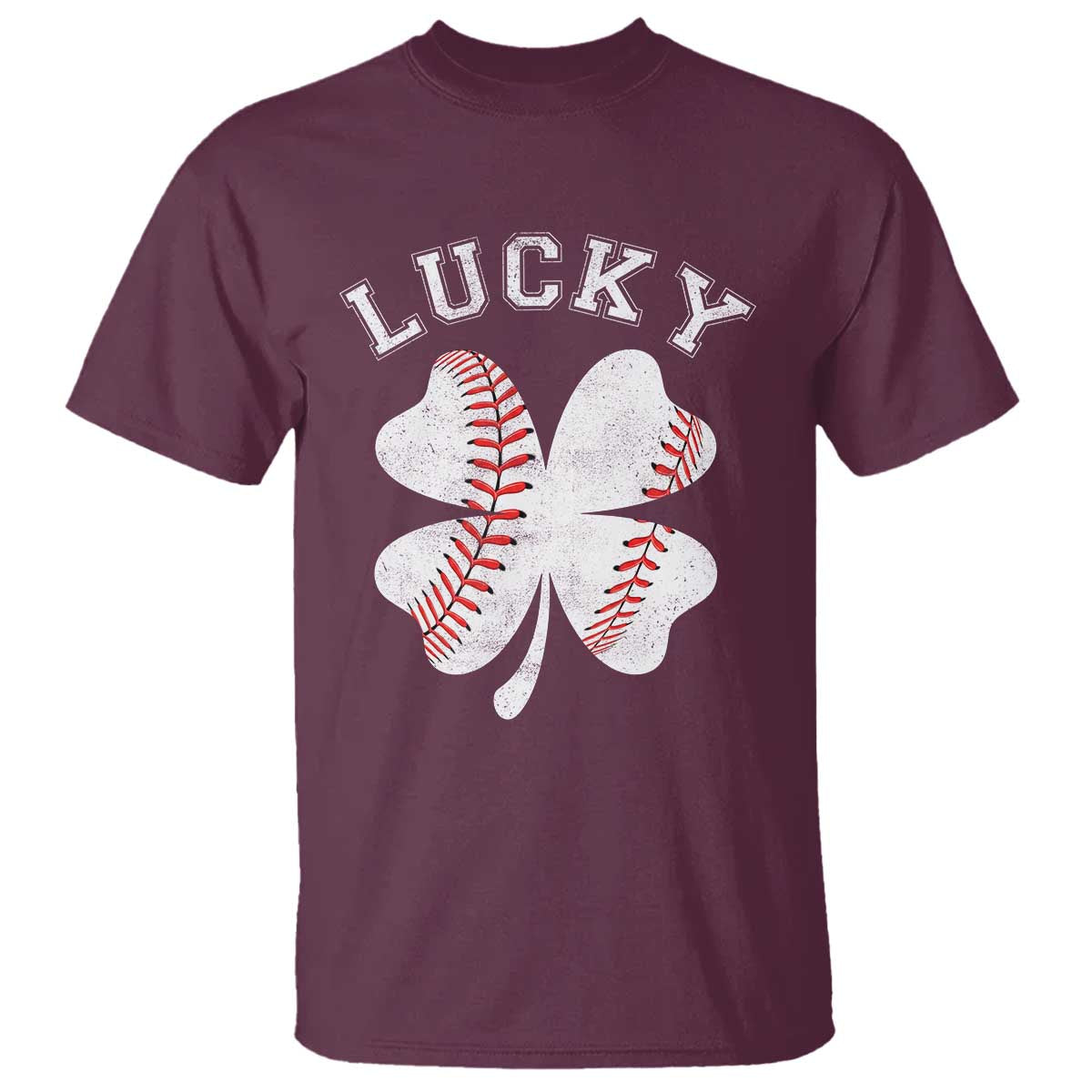 Funny Baseball Lucky Clover St Patricks Day T Shirt TS11 Maroon Print Your Wear