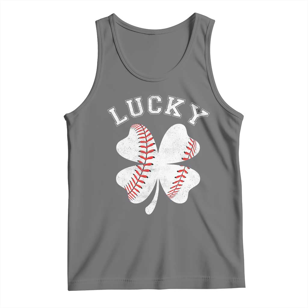 Funny Baseball Lucky Clover St Patricks Day Tank Top TS11 Black Heather Print Your Wear