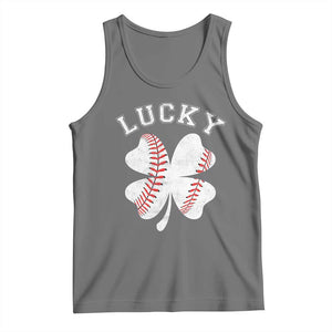 Funny Baseball Lucky Clover St Patricks Day Tank Top TS11 Black Heather Print Your Wear