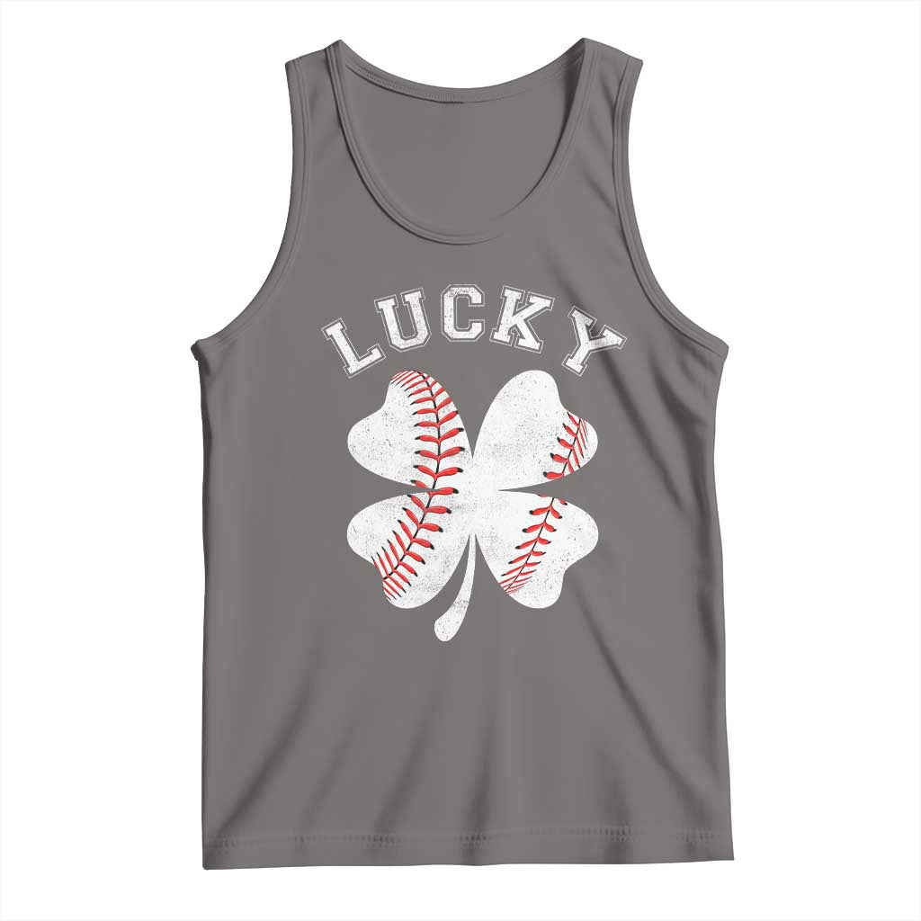 Funny Baseball Lucky Clover St Patricks Day Tank Top TS11 Deep Heather Print Your Wear