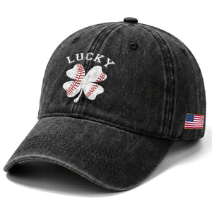 Funny Baseball Lucky Clover St Patricks Day Washed Cotton Baseball Cap TS11 Print Your Wear