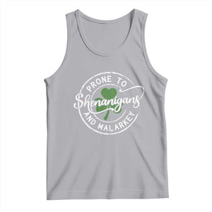 Prone To Shenanigans And Malarkey Tank Top Funny St Patricks Day Irish Shamrock TS11 Athletic Heather Print Your Wear