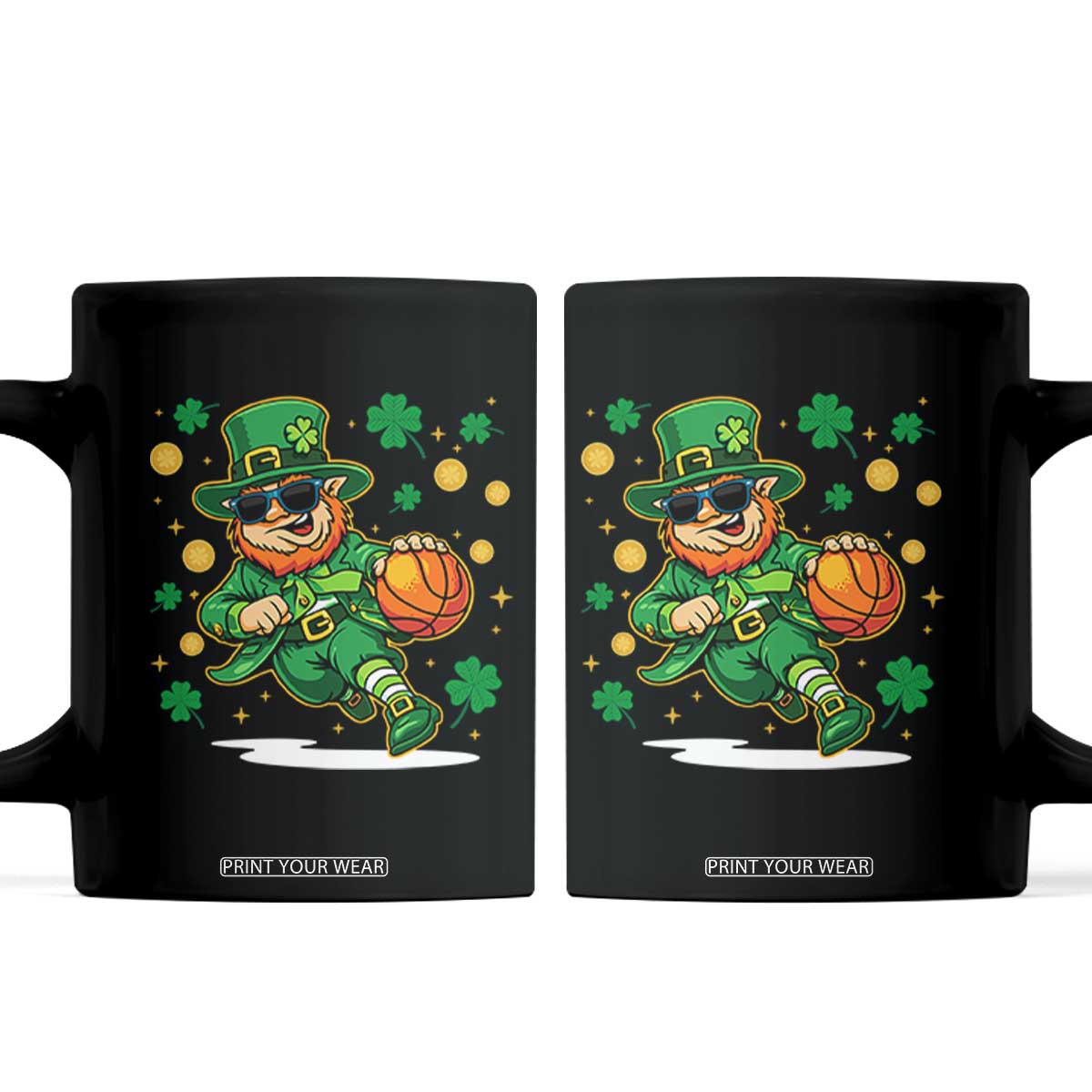 Leprechaun Basketball St Patricks Day Sport Lover Coffee Mug TS11 Black Print Your Wear