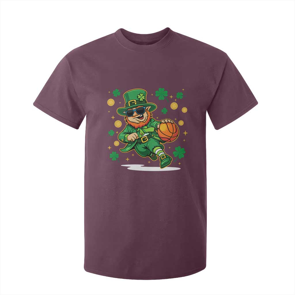 Leprechaun Basketball St Patricks Day Sport Lover T Shirt For Kid TS11 Maroon Print Your Wear
