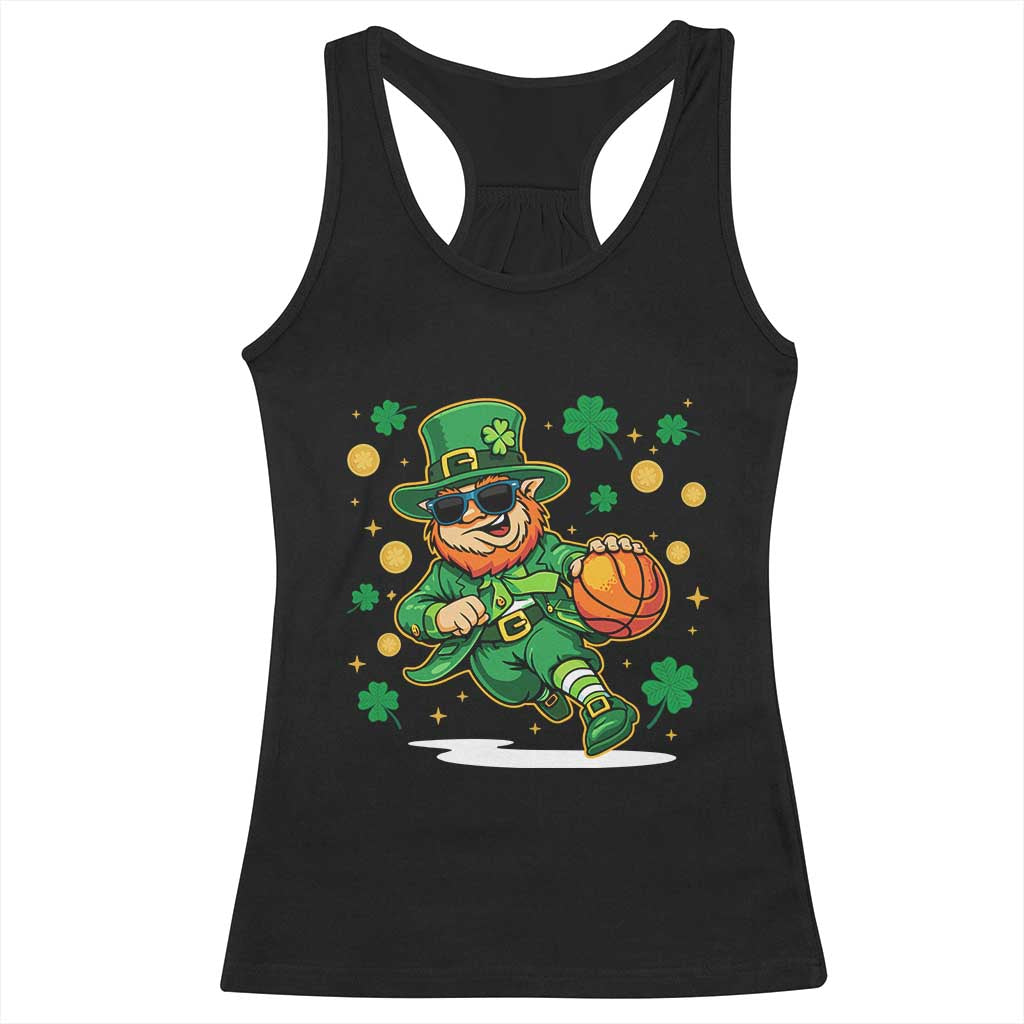 Leprechaun Basketball St Patricks Day Sport Lover Racerback Tank Top TS11 Black Print Your Wear