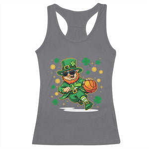 Leprechaun Basketball St Patricks Day Sport Lover Racerback Tank Top TS11 Charcoal Print Your Wear