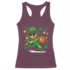 Leprechaun Basketball St Patricks Day Sport Lover Racerback Tank Top TS11 Maroon Print Your Wear