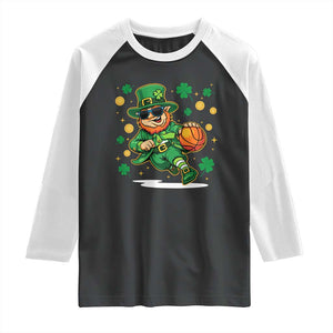 Leprechaun Basketball St Patricks Day Sport Lover Raglan Shirt TS11 Black White Print Your Wear