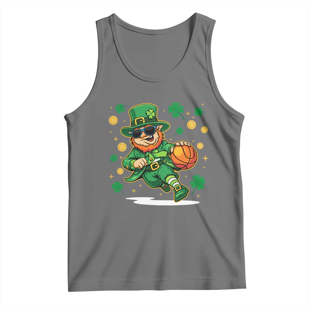 Leprechaun Basketball St Patricks Day Sport Lover Tank Top TS11 Black Heather Print Your Wear