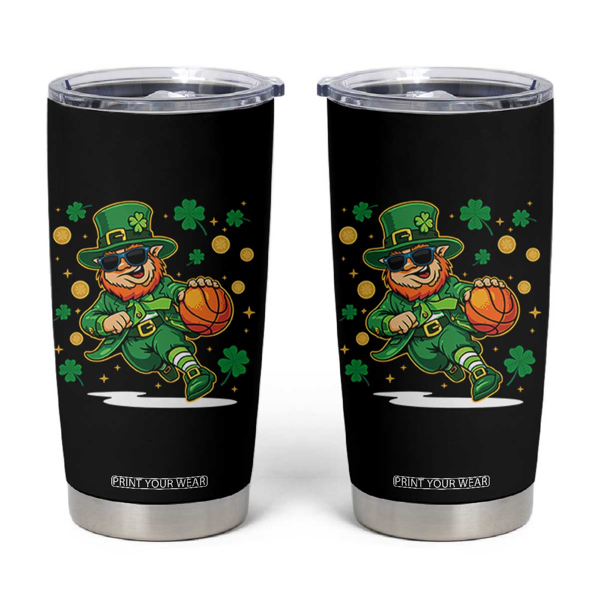 Leprechaun Basketball St Patricks Day Sport Lover Tumbler Cup TS11 Black Print Your Wear