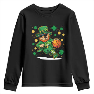Leprechaun Basketball St Patricks Day Sport Lover Youth Sweatshirt TS11 Black Print Your Wear