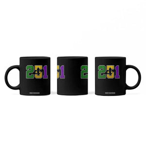 Funny Mardi Gras Mobile Alabama Coffee Mug 251 Area Code Glitter Print Fleur De Lis TS11 Print Your Wear