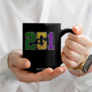 Funny Mardi Gras Mobile Alabama Coffee Mug 251 Area Code Glitter Print Fleur De Lis TS11 Print Your Wear