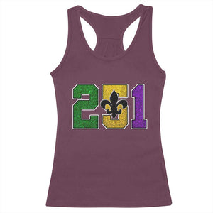 Funny Mardi Gras Mobile Alabama Racerback Tank Top 251 Area Code Glitter Print Fleur De Lis TS11 Maroon Print Your Wear