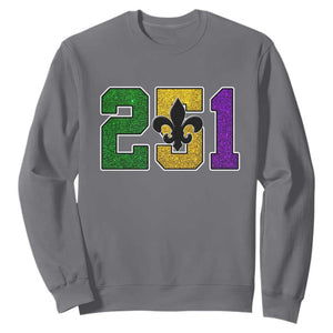 Funny Mardi Gras Mobile Alabama Sweatshirt 251 Area Code Glitter Print Fleur De Lis TS11 Charcoal Print Your Wear