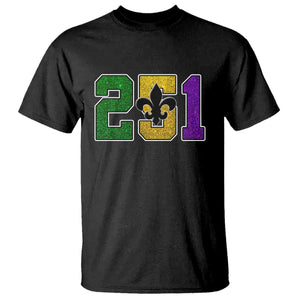 Funny Mardi Gras Mobile Alabama T Shirt 251 Area Code Glitter Print Fleur De Lis TS11 Black Print Your Wear