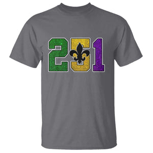 Funny Mardi Gras Mobile Alabama T Shirt 251 Area Code Glitter Print Fleur De Lis TS11 Charcoal Print Your Wear