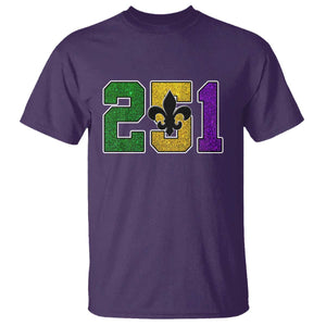 Funny Mardi Gras Mobile Alabama T Shirt 251 Area Code Glitter Print Fleur De Lis TS11 Purple Print Your Wear