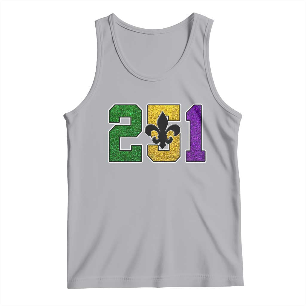 Funny Mardi Gras Mobile Alabama Tank Top 251 Area Code Glitter Print Fleur De Lis TS11 Athletic Heather Print Your Wear