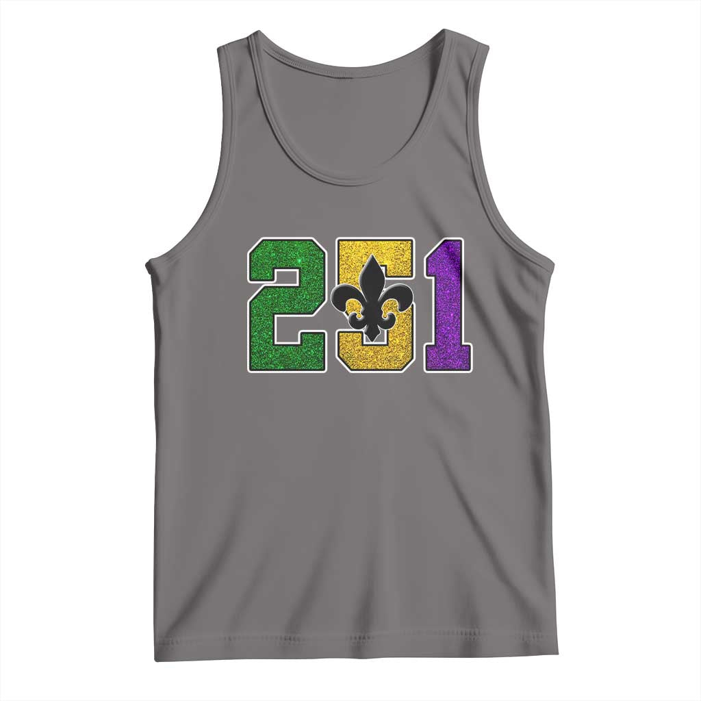 Funny Mardi Gras Mobile Alabama Tank Top 251 Area Code Glitter Print Fleur De Lis TS11 Deep Heather Print Your Wear