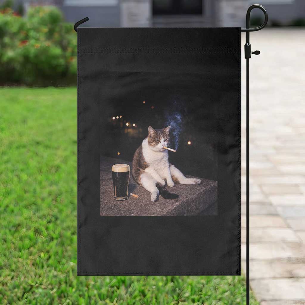 Funny Cigarette And Drinking Irish Stout Beer Cat Meme Garden Flag TS11 Print Your Wear