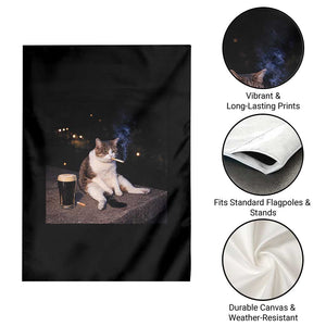 Funny Cigarette And Drinking Irish Stout Beer Cat Meme Garden Flag TS11 Print Your Wear