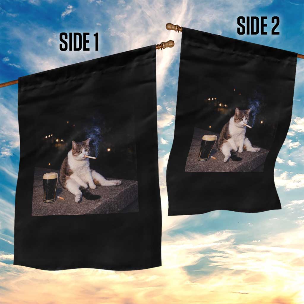 Funny Cigarette And Drinking Irish Stout Beer Cat Meme Garden Flag TS11 Print Your Wear