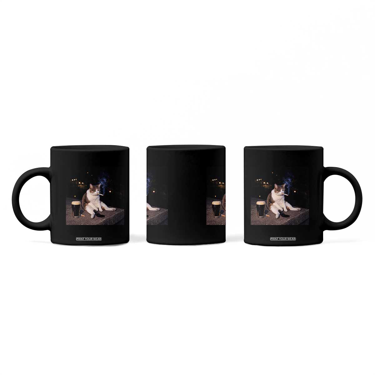 Funny Cigarette And Drinking Irish Stout Beer Cat Meme Coffee Mug TS11 Print Your Wear
