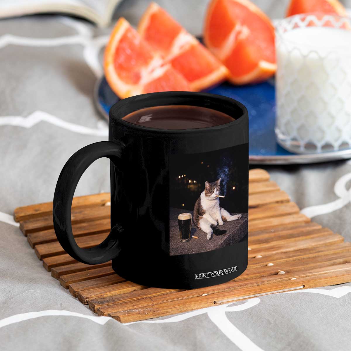 Funny Cigarette And Drinking Irish Stout Beer Cat Meme Coffee Mug TS11 Print Your Wear